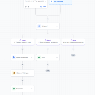 Conditional coupon workflow branching on existing discount status