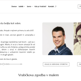 Vrabček about page introducing the workshop and instrument service