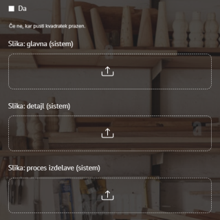Internal form for uploading main, detail, process and in-use product images